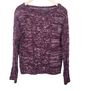 Love Tree womans M Red burgundy White cable knit sweater nwt